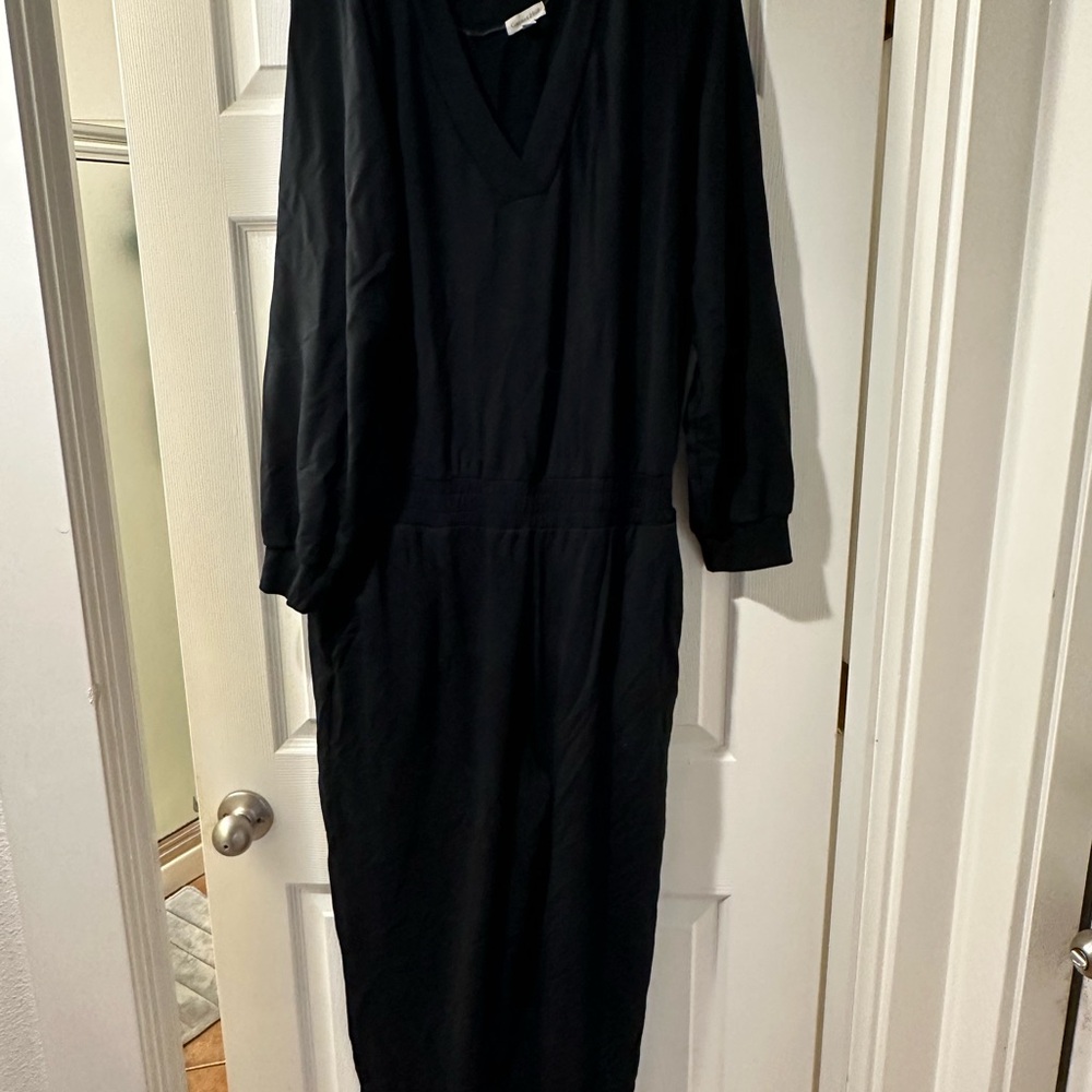 Garnet Hill Black V-Neck Jumpsuit